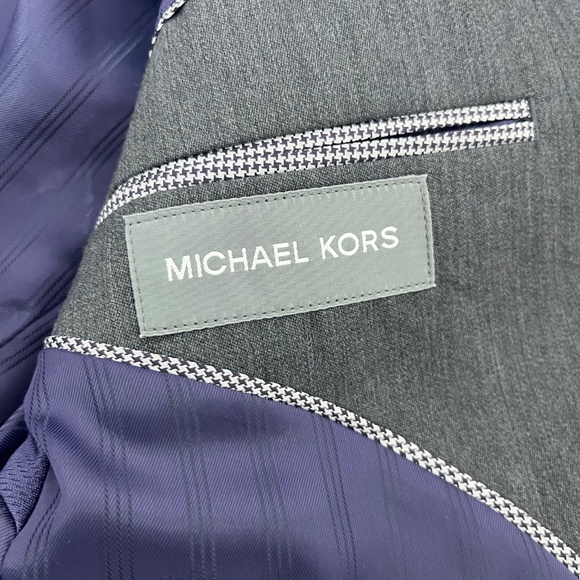 Michael Kors Mens 40R Single Breasted Sport Coat Grey Slim Fit Lined Two-Button - Picture 3 of 14
